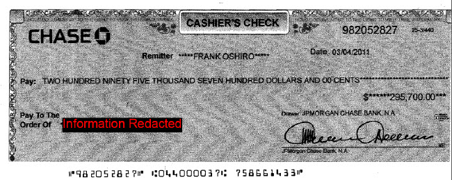 Fake JP Morgan Casiers Check from an email scammer